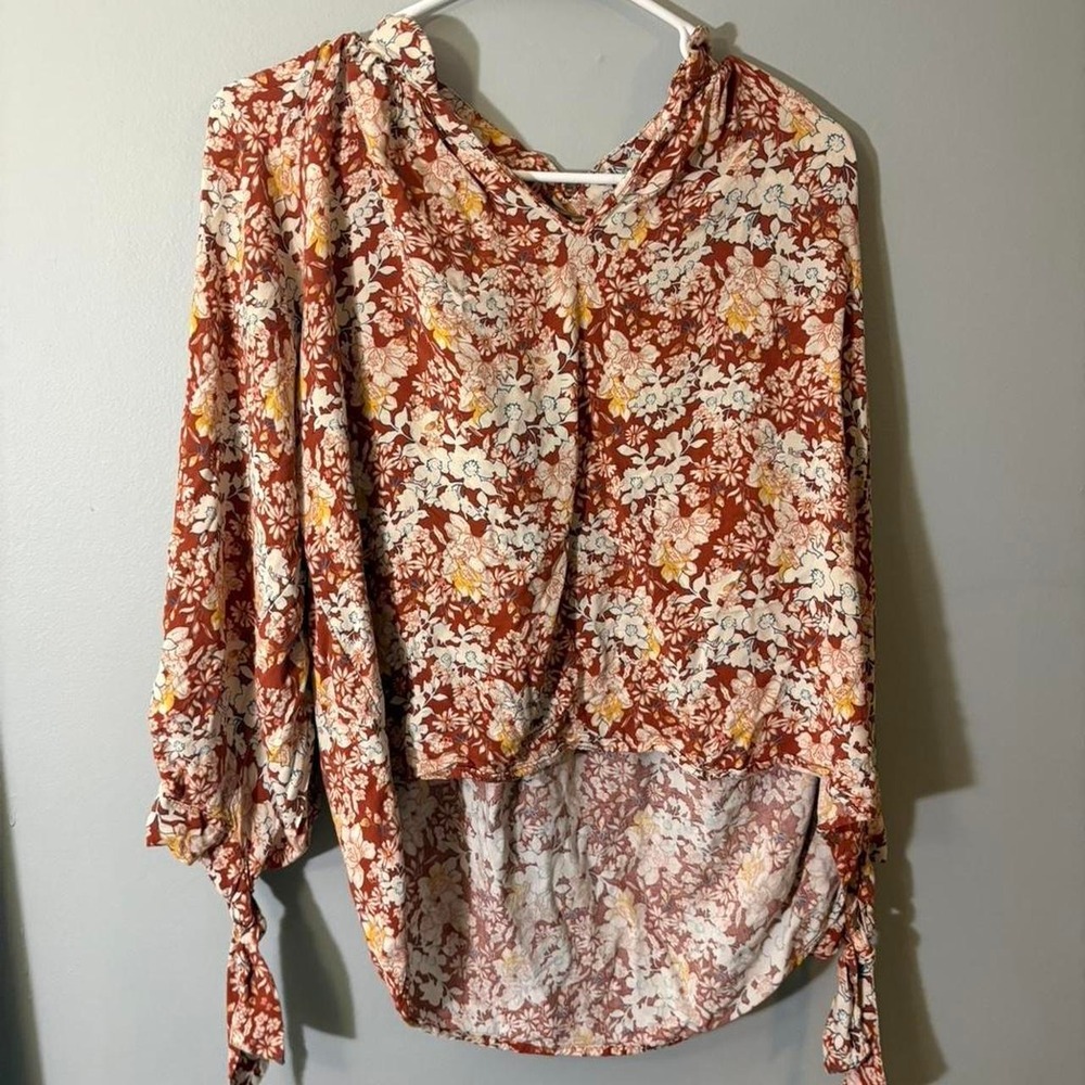 cynthia rowley floral high low blouse